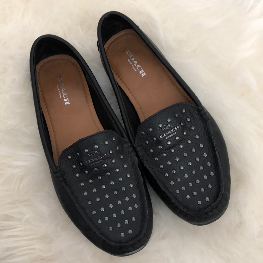 Coach black studded loafers size 6